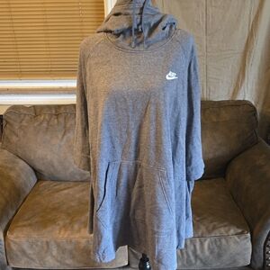 Nike Heather Gray Hooded Tunic Poncho Sweatshirt Size XL